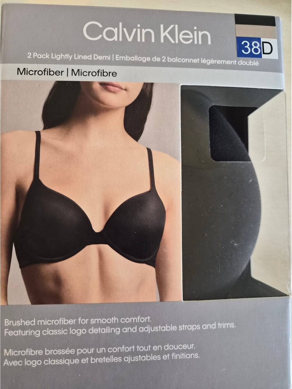 Calvin Klein 2 Pack Lightly Lined Demi Microfiber Bras 38D 0041